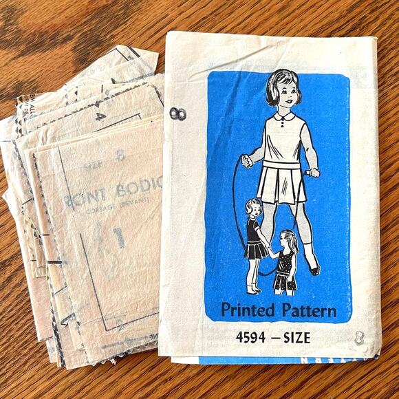 Vintage 1950s Anne Adams 4594 Sewing Pattern Size 8 One Piece Dress COMPLETE - Picture 2 of 2